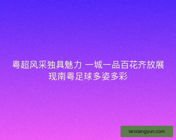 粤超风采独具魅力 一城一品百花齐放展现南粤足球多姿多彩